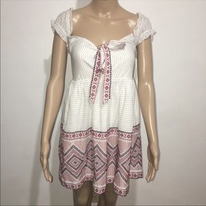 🆕Free People White Striped Embroidered Tunic